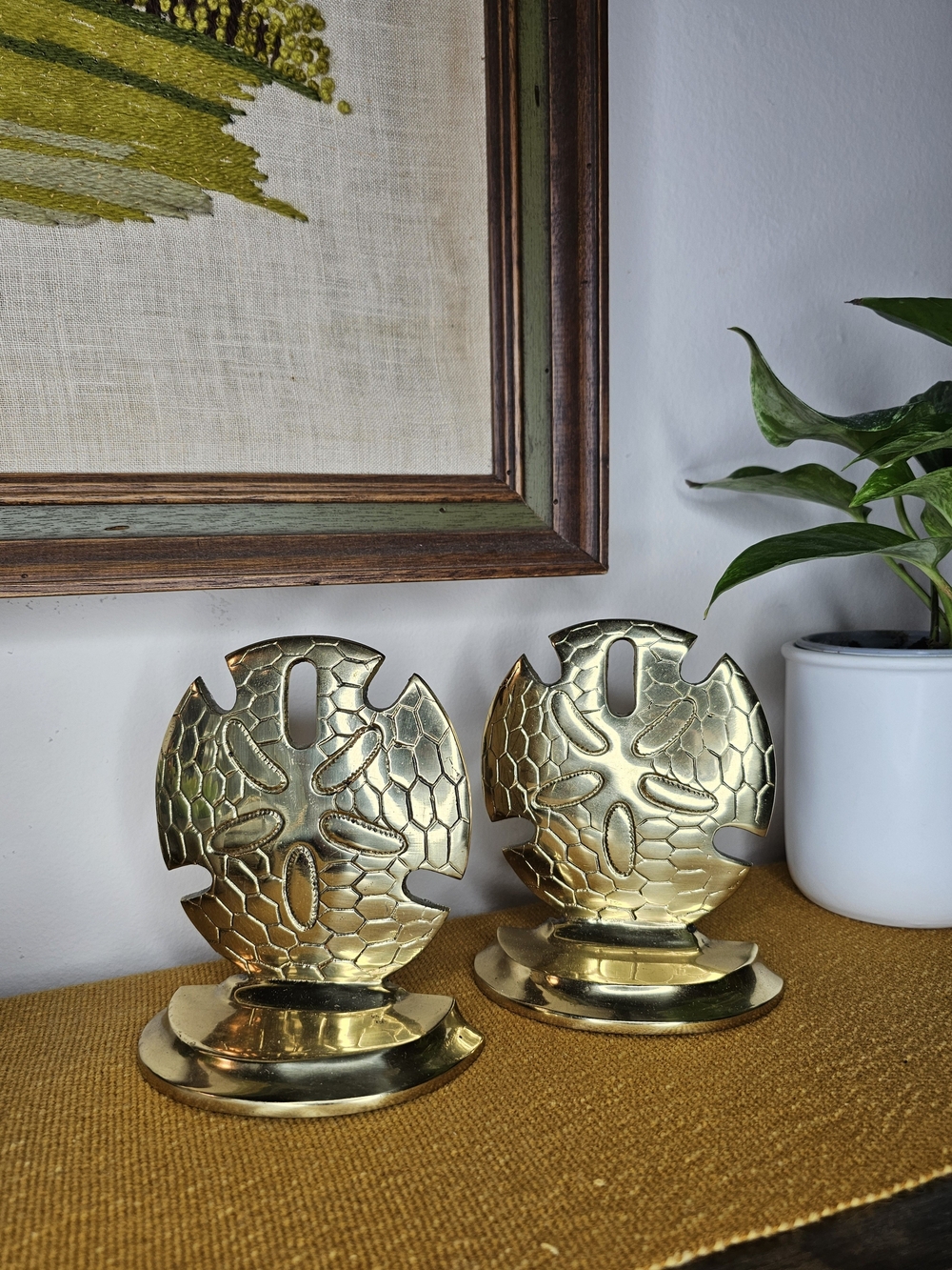 VTG Brass Sand Dollar Bookends